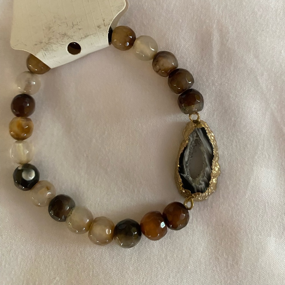 Smokey quartz moonstone drusy bracelet